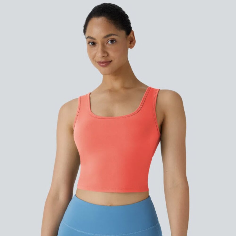 NWT Halara U Neck Backless Crossover Barre Ballet Tank Top - Size L
